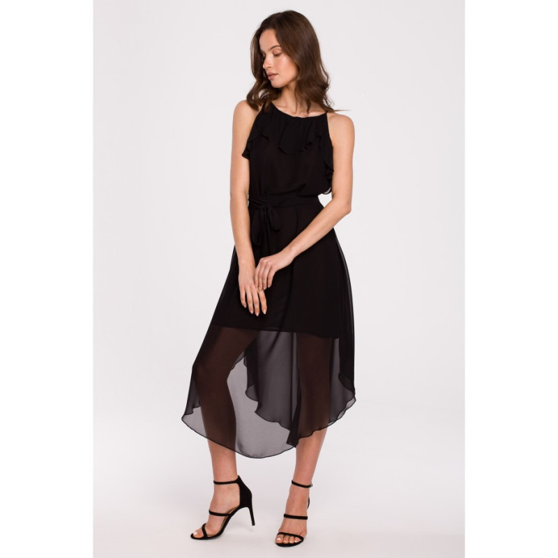 K137 Sukienka wiązana wokół szyi - czarna