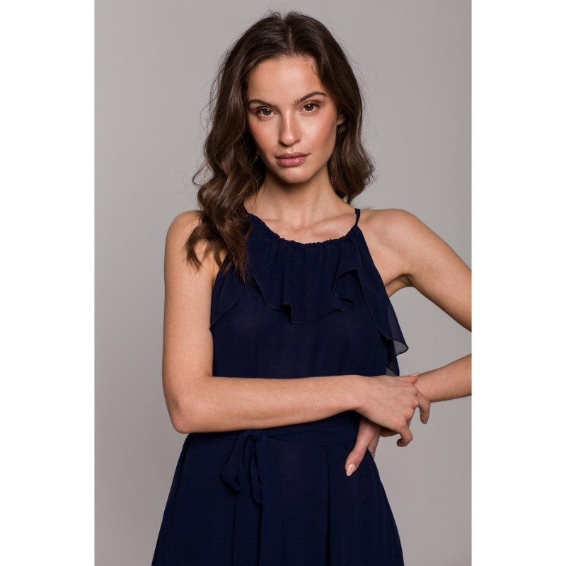 K137 Sukienka wiązana wokół szyi - granatowa