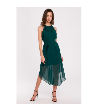 K137 Sukienka wiązana wokół szyi - zielona