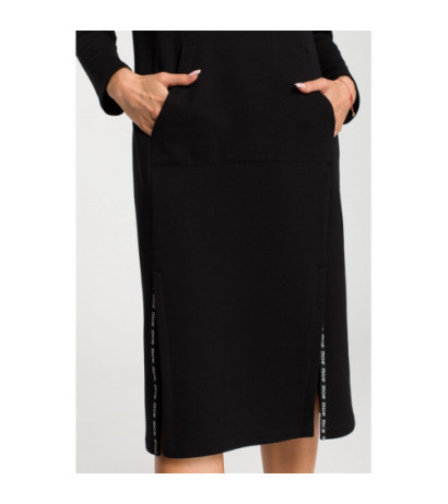 M688 Sukienka midi z lampasami z logo - czarna