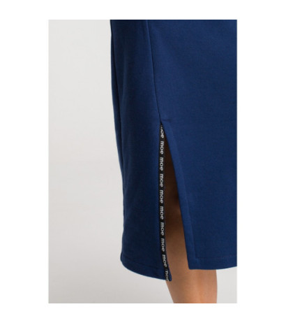 M688 Sukienka midi z lampasami z logo - atramentowa