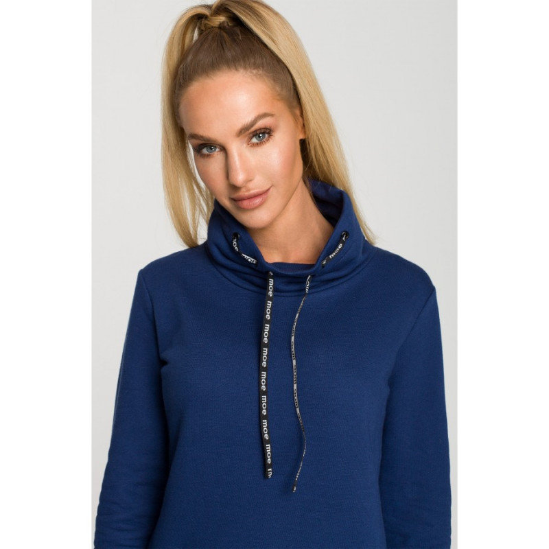 M688 Sukienka midi z lampasami z logo - atramentowa