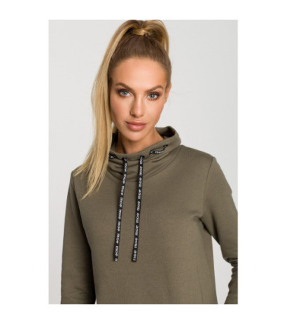 M688 Sukienka midi z lampasami z logo - khaki