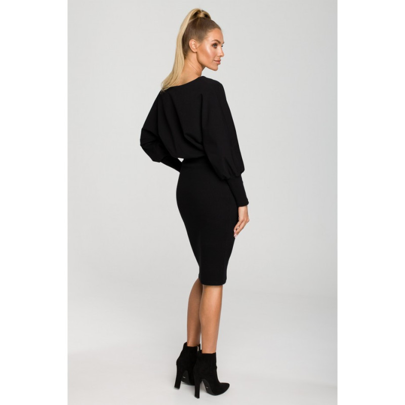 M690 Sukienka z dołem ze ściągacza - czarna