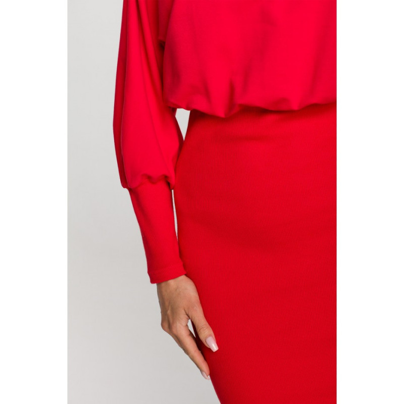 M690 Sukienka z dołem ze ściągacza - czerwona