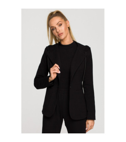 M691 Żakiet z kapturem i trokami - czarny