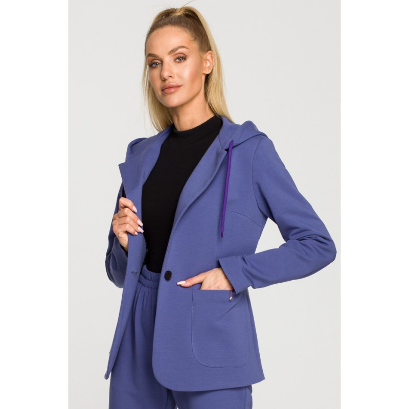 M691 Żakiet z kapturem i trokami - indygo