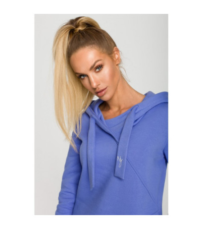 M695 Sukienka z kapturem i asymetryczną kieszenią - jasny fioletowy