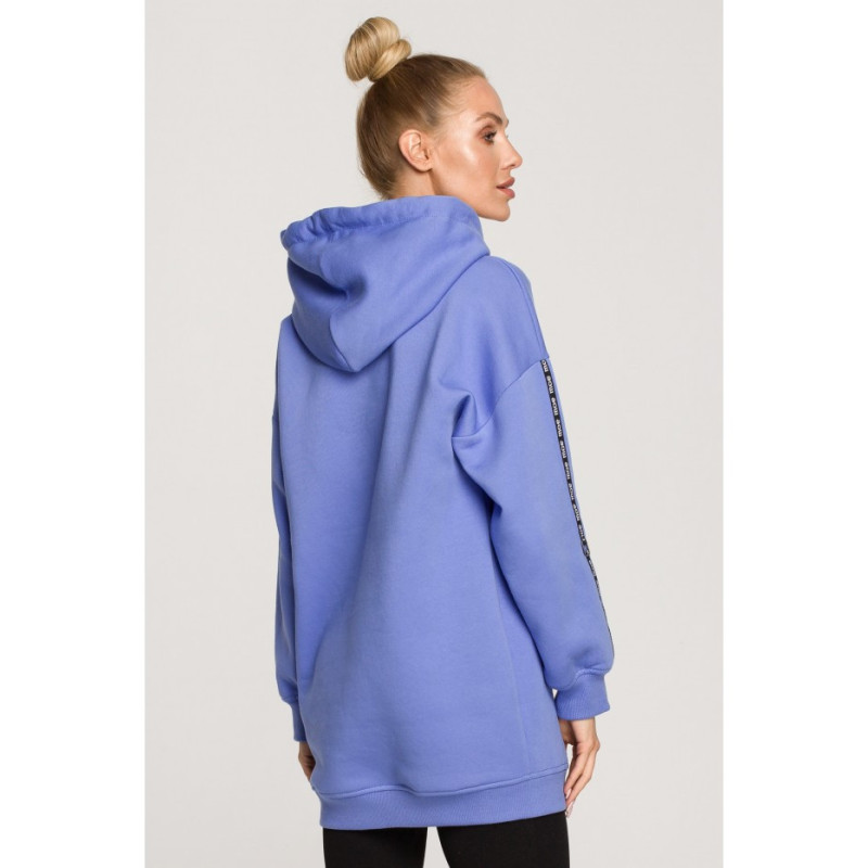 M696 Bluza z kapturem i ozdobnymi lampasami - jasny fioletowy