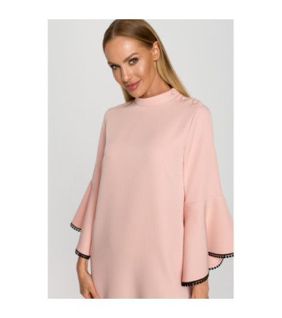 M698 Sukienka o fasonie litery A - pudrowa