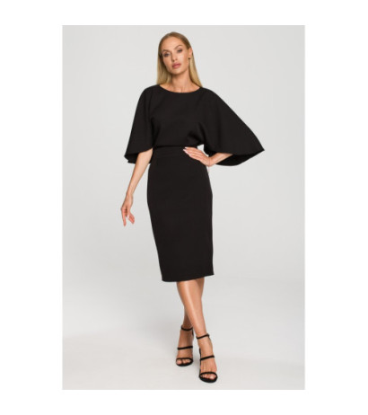 M700 Sukienka ołówkowa z szerokimi rękawami - czarna