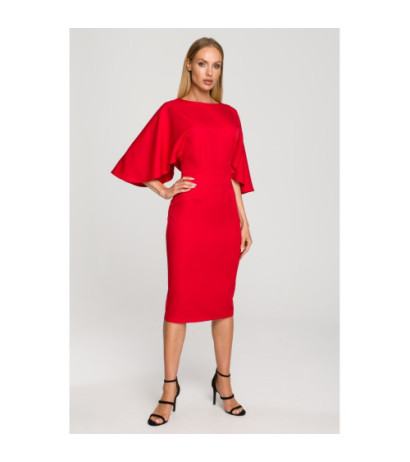 M700 Sukienka ołówkowa z szerokimi rękawami - czerwona