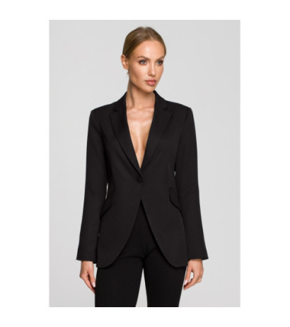 M701 Żakiet na jeden guzik z asymetrycznymi klapami - czarny