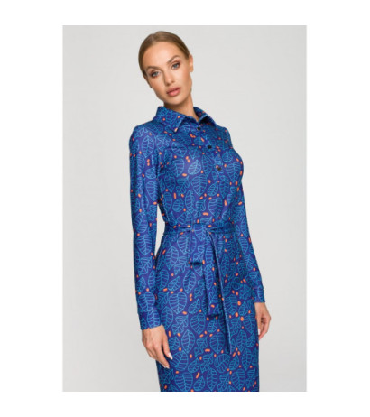 M706 Sukienka ołówkowa z nadrukiem i kołnierzykiem - model 1