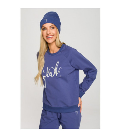 M709 Czapka beanie z haftem MOE GIRL - indygo