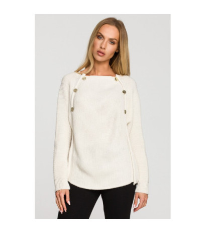 M712 Sweter z ozdobnymi guzikami - kość słoniowa