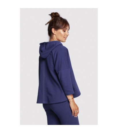 B239 Bluza o luźnym kroju z kapturem - atramentowa