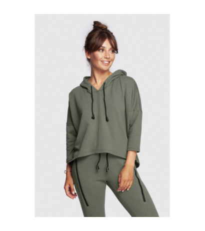 B239 Bluza o luźnym kroju z kapturem - khaki
