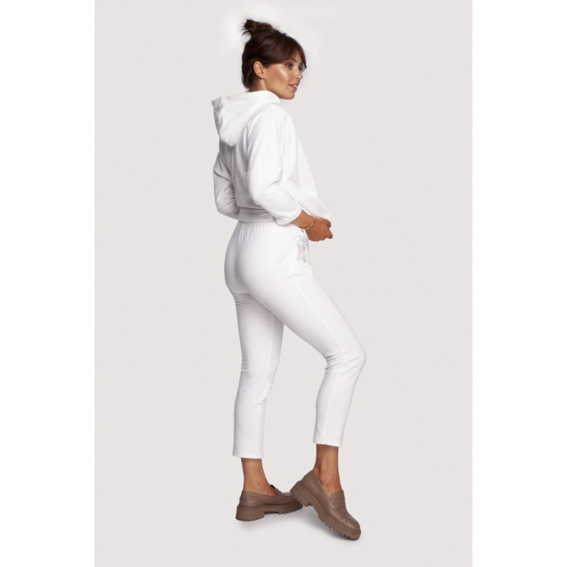 B240 Spodnie z ozdobnymi zamkami - ecru