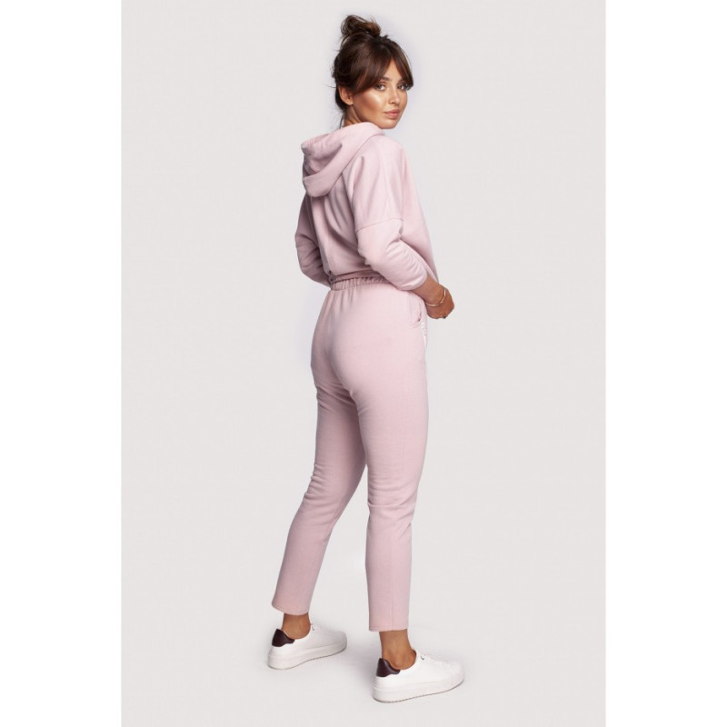 B240 Spodnie z ozdobnymi zamkami - pudrowe