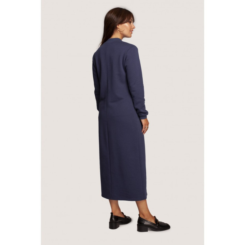 B242 Sukienka maxi z dekoltem dekoracyjnym - niebieska