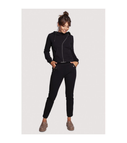 B243 Spodnie z przeszyciami na nogawkach - czarne