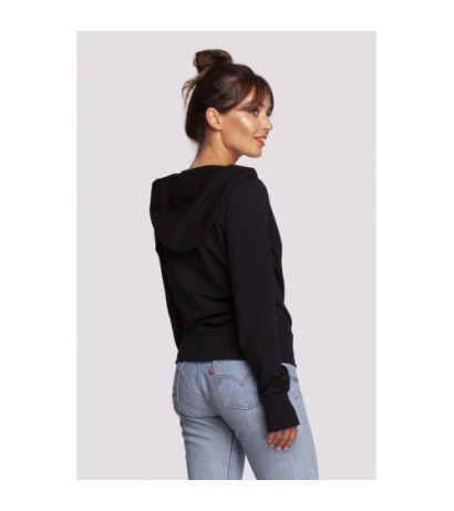 B246 Bluza na zakładkę z kapturem - czarna