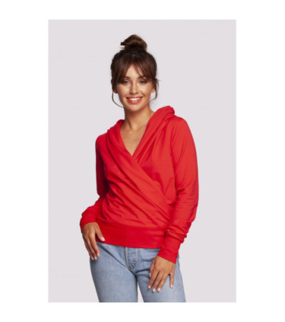 B246 Bluza na zakładkę z kapturem - czerwona