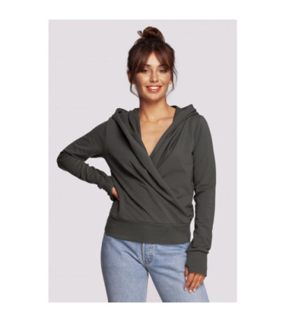 B246 Bluza na zakładkę z kapturem - militarna zieleń