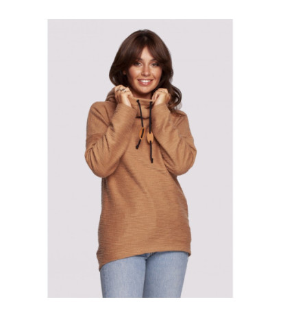 B249 Bluza z kominem i kapturem - cynamonowa