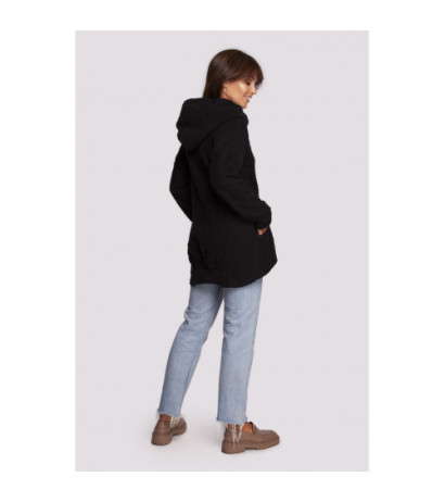 B249 Bluza z kominem i kapturem - czarna
