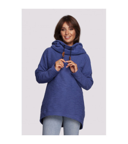 B249 Bluza z kominem i kapturem - indygo