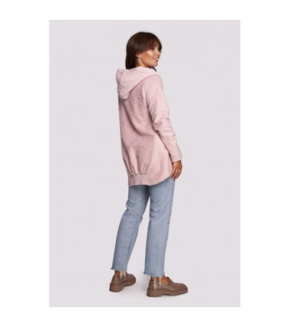 B249 Bluza z kominem i kapturem - pudrowa