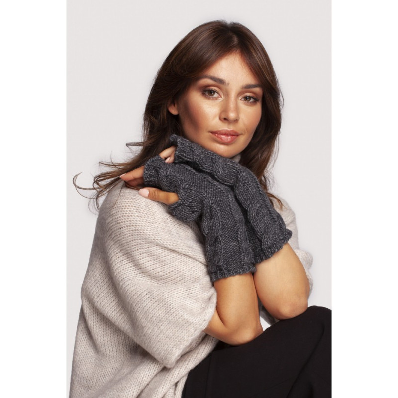 BK098 Długie rękawiczki bez palców - grafitowe