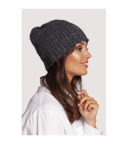 BK100 Czapka z prążkowanym brzegiem - grafitowa