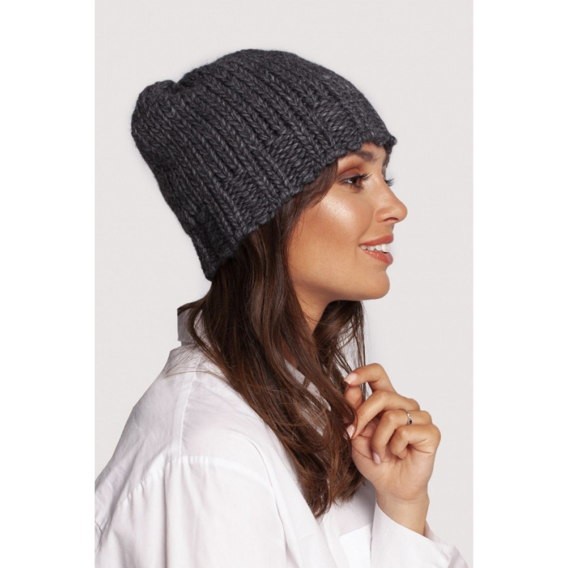 BK100 Czapka z prążkowanym brzegiem - grafitowa