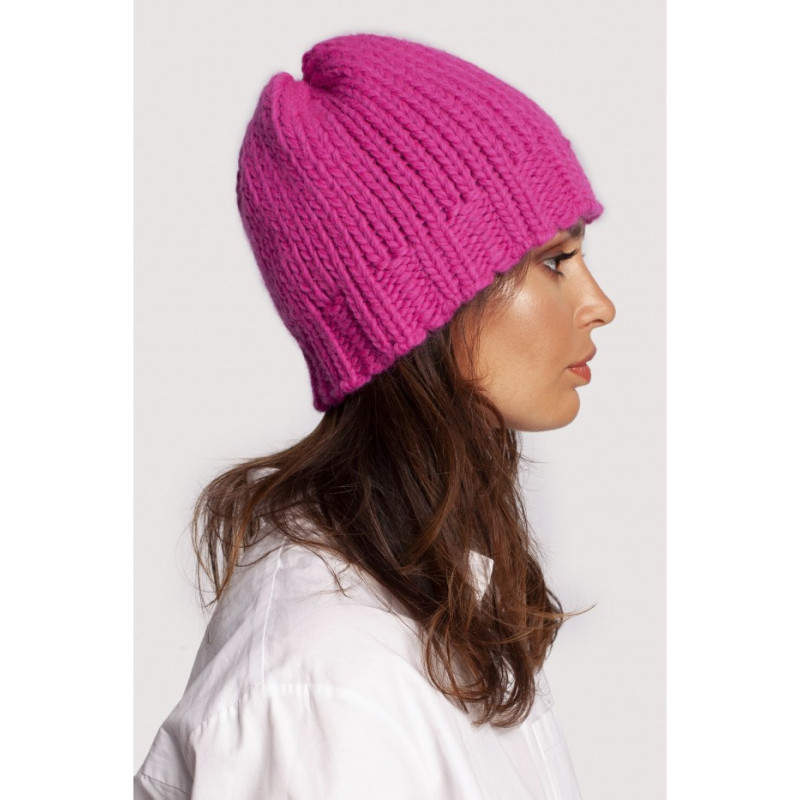 BK100 Czapka z prążkowanym brzegiem - różowa