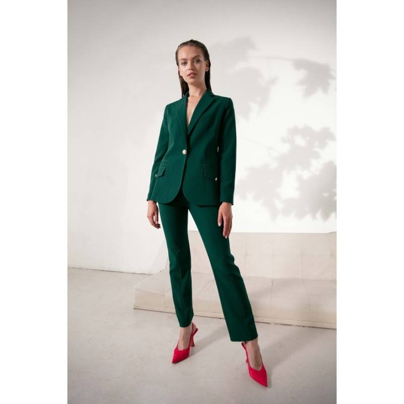 K141 Żakiet z ozdobnymi guzikami - butelkowa zieleń