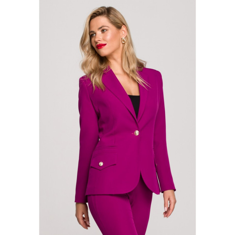 K141 Żakiet z ozdobnymi guzikami - rubin