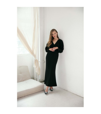 K143 Sukienka rybka z kimonową górą - czarna