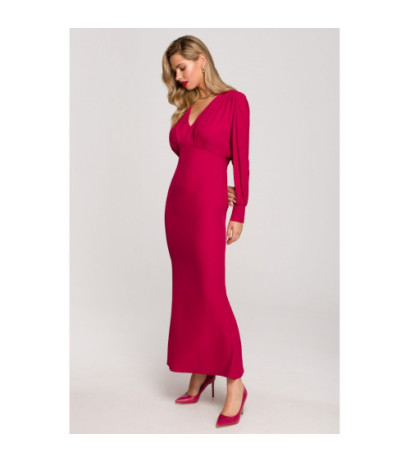 K143 Sukienka rybka z kimonową górą - śliwkowa