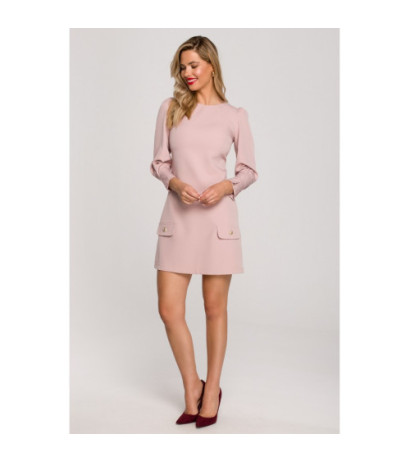 K148 Sukienka trapezowa - brudny róż