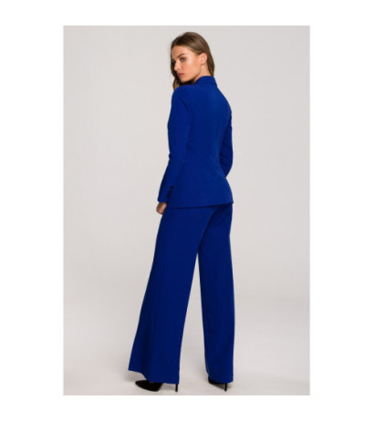 S310 Żakiet na jeden guzik gładki - chabrowy