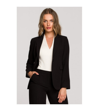 S310 Żakiet na jeden guzik gładki - czarny