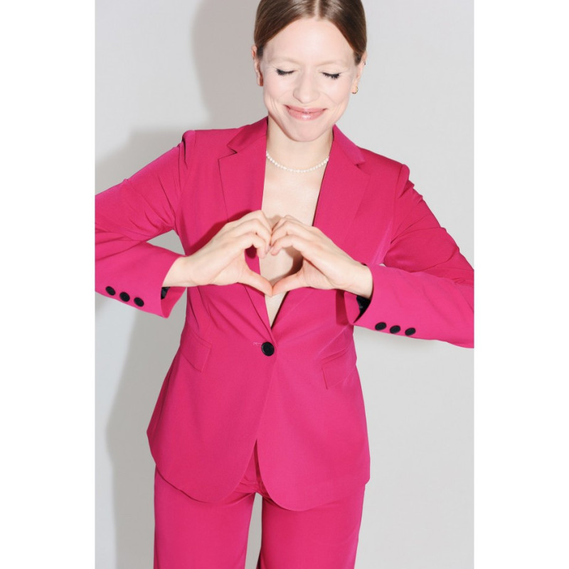 S310 Żakiet na jeden guzik gładki - śliwkowy