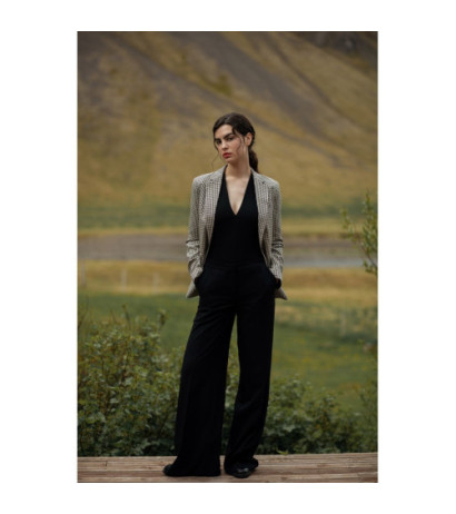 S311 Spodnie z szerokimi nogawkami - czarne