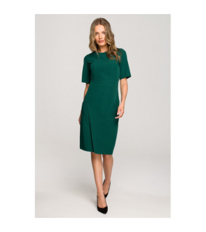 S317 Sukienka ze spódnicą na zakładkę - zielona