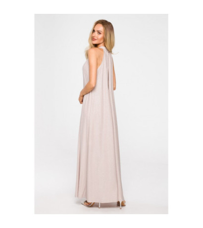 M721 Suknia z dekoltem typu halter - szampańska