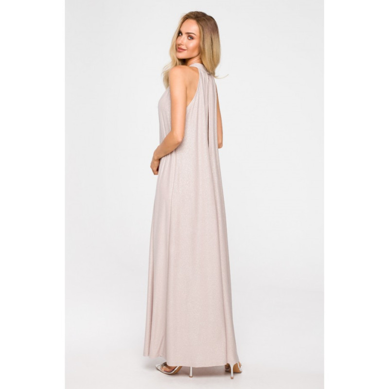 M721 Suknia z dekoltem typu halter - szampańska