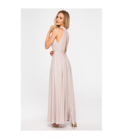 M721 Suknia z dekoltem typu halter - szampańska